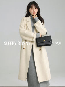 Vintage Turn-Down Collar Drop Shoulder Wool Coat Long