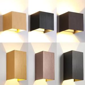 SXH  Brushed Square Outdoor led Wall Lamp Waterproof Stair Light Corridor Wall Creative Bedside-Use Living Room Bedroom Wall Lamp