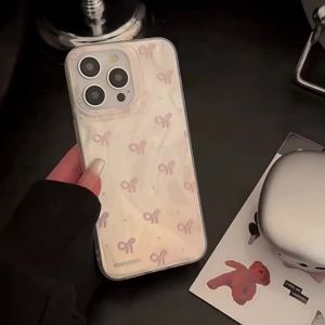 Ins Luxury Laser Silver Black Pink Bowknot Silicone Phone Case For iPhone 16 15 14 13 12 11 Pro Max Korean Back Cover Bumper
