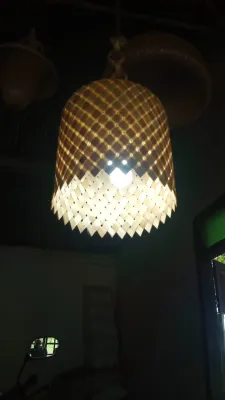 maktabah 89 / kap lampu tabung / anyaman bambu lebar / lampion