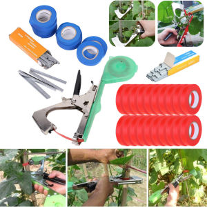 Hand Tying Binding Machine with 6 Roll Tapes +1 Box Staples Plant Tying Tapetool Grape Vine Stapler for Vegetables Pepper Vines
