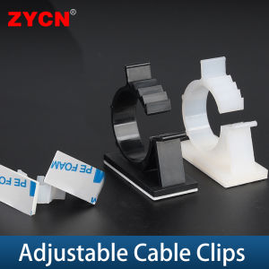 10PCS Self-Adhesive Adjustable Cable Clips Organizer Plastic Mounts Clamp Cord Management Holder Fixed Wire Binding HSS-0810