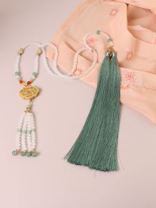 Double Back Cloud Long Tassel Necklace Accessory Ming Dynasty Hanfu Gold Thread Lock Ancient Style Yinfu Ma Face Skirt Versatile Model