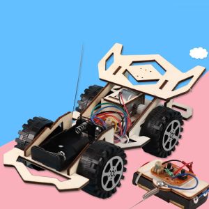【Free Shipping】Kids Scientific Technological Inventions Assembled Wooden Racing Car 3D Puzzle Scientific Experiment Toy DIY Remote Control