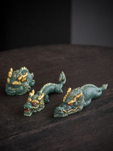 New Chinese Style Green Dragon Pen Rest Desk Decoration Cute Dragon Fish High End Gift Creative Home Decorations Stone Material