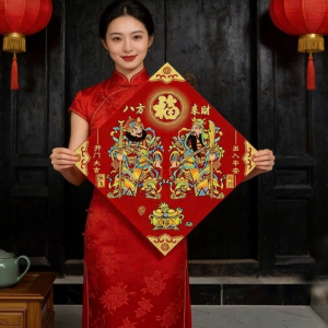 FUGUANGPUZHAO | Chinese New Year Guardian Door Poster Velvet Single Door