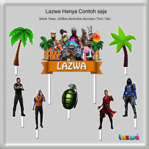 Topper cake free fire ff custom nama hiasan kue & buket