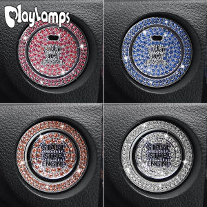 2Pcs Car Start Switch Button Auto Decorative Diamond Stickers Rhinestone Ring Circle Trims Protective Cover Car Accessories