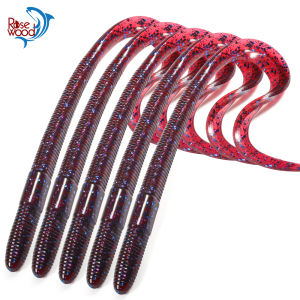 Rosewood Long Curl Tail Worm Soft Fishing Lure 8" 10" Double Color Earthworm Silicone Artificial Bait Bass Pike Trout Tackle
