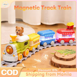 Electric Track Train Toy Spray Steam Magnetic Track Light&Music Engineering Car Set for 3-6 Years Boys