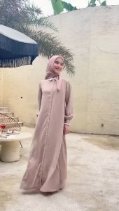 HAYNA Elodie Dress (Beige) - Daily Dress 4 in 1 Style Busui Friendy Korean Style Gamis Wanita Muslim