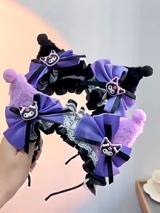 Kuromi Headband Anime Bowknot Lolita Hair Hoop Cute Hair Accessories Cartoon Hairband Girl Gift