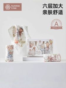 Pure Cotton Baby Towel Six Layer Muslin Cloth Newborn Infant Face Wash Towel Children Bubble Tree