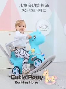 TOYS STREET (TS2315) 2 IN 1 CUTIE PONY ROCKING HORSE ROCKER AND ROLLER PUSH CAR WITH PUSHING BAR HANDLE