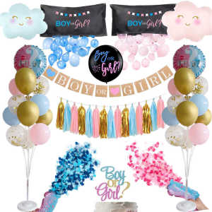 Gender Reveal Party Balloons Atmosphere Props Background Hanging Flags Celebration Decorations Boy Or Girl Announcement