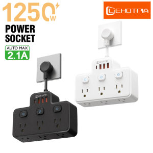 US Plug AC Power Strip Wall Mounted Independent Switch Multitap Power Socket Network Filter With 3 USB Ports 1 Type C Charging