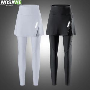 WOSAWE Nữ Thoáng Khí Nhẹ Crop Đi Xe Đạp Váy MTB Đi Xe Đạp Váy Lưng Thun Mùa Hè Polyester Chiều Dài