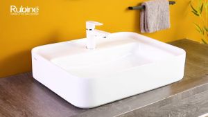 Rubine x sgPlumbMart QTRO 55 Countertop Ceramic Basin 550x380x130mm Toilet Bathroom Basin Table Top Basin