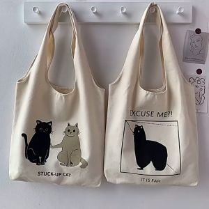 Cat & Alpaca Canvas Bag Tote Bag (without zip)