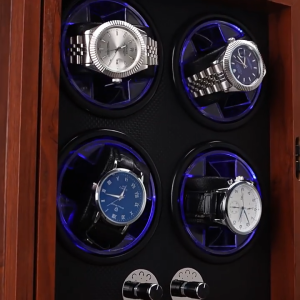 【3-year warranty】Watch Winder box Automatic 1/2/4 slot Wood Watch storage With colored lights display shaker