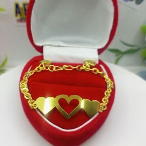 Gelang Tangan Logam Koin Kuningan Asli Motif Plat Love