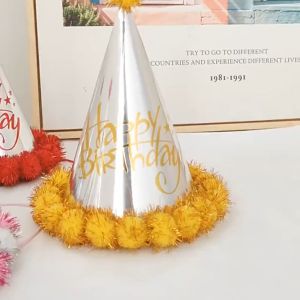 UMI Party Hats Happy Birthday Party Decoration Shine Paper Cone Cap Bronzing Hat Kids Children Adult Hari Jadi Kanak Topi