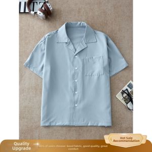 OUMULONG | Anti-Wrinkle Draping Ice Silk Short Sleeve Shirt For Summer Cleanfit