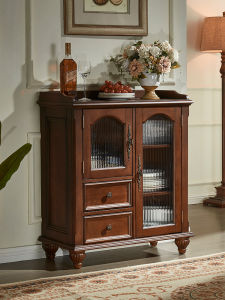 American Style Solid Wood Coffee Tea Cabinet Ultra-Thin Wall-Mounted Living Room Small Side Cabinet for Storage And Display