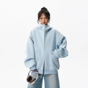 Street Wear Y2k Clothes Mens Sweatshirt Long Sleeve Knitted Cardigan Coat Autumn Casual Hoodie Style Outer Garment Couple model