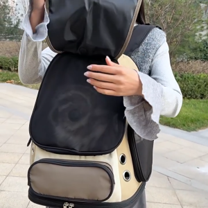 Breathable Ventilated Cat Backpack Carrier Expandable Pet Travel Backpack with Multiple Air Holes Waterproof Pet Carrier Bag for Small Dogs Cats Portable Pet Backpack with Storage Pockets for Hiking Walking Outdoor Comfortable Pet Mobile Home for Ki