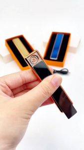 Windproof Silent Tungsten Filament Lighter USB Rechargeable Slim Portable Lighter with Thickened Tungsten Wire for Outdoor Camping