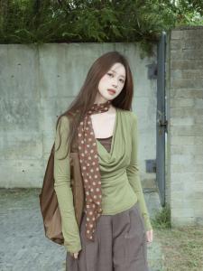 Brown Polka Dot Scarf Womens New 2025 Elegant Versatile Necktie Long Thin Hair Tying Accessory Belt Summer Autumn Youth Fashion