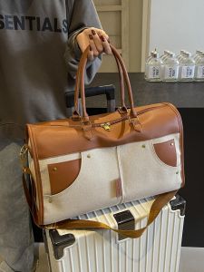 Large Capacity Travel Bag Womens Handheld Short Trip Bag Lightweight Portable Luggage Bag Fashionable Trendy PU Material