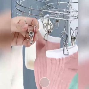Stainless Steel Laundry Clothes Hanger Anti Wind 20 Clips Penyidai Penyangkut Baju Sidai 晾衣架晒衣架挂衣