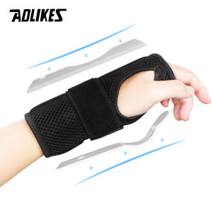 AOLIKES 1PCS Wrist Splints - Wrist Support Brace for Arthritis Tendonitis Night Sleep with Palm Cushion Pad Right Left Hand