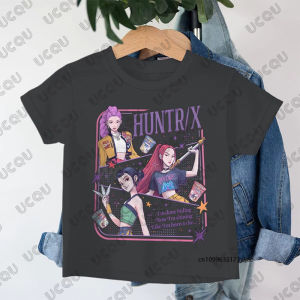 Anime Kpop Demon Hunters Huntrix Print Children Cotton T-shirt Summer Short Sleeve Tees Boys and Girls Clothes Casual Kids Tops