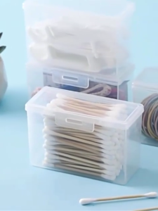 2PCS Portable Travel Transparent Storage Box Toothpick Cotton Swab Mini Organizer Classification Finishing Box Container