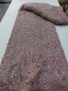 Luxury Beaded Lace Fabric 2026 New Beauty Dignified and Luxurious Design African Sequins For Wedding Party Dresses 5 Yards