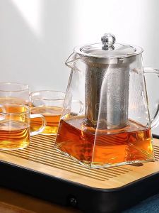 Ấm Trà Đáy Vuông Thủy Tinh Borosilicate Chịu Nhiệt Lõi Lọc Inox 304 Dung Tích 950ml Decor