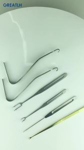 Nasal Bone Nose Bone Pull Hook Rhinoplasty hook with Double Head Gold Handle Plastic face tools