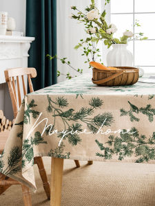 French Country Luxury Retro Flower Bird Linen Cotton Tablecloth