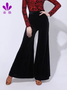 Velvet Latin Dance Pants Womens Practice Uniform Performance Costume Dancesport Trousers for Rumba Cha Cha Samba Bolero