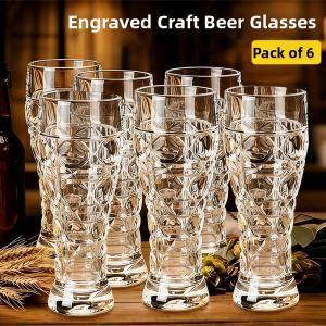 Thickened Elegant Engraved Craft Beer Glass Large Capacity