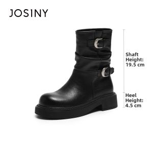 Josiny | Retro Belted Platform Womens Boots Thick Sole