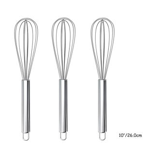 LMETJMA 3Pcs Stainless Steel Egg Whisks 8/10/12 Inch Wire Balloon Whisk Set Kitchen Egg Beater Egg Mixing Mixer Tools