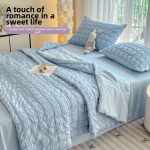 NAIYOUCHENG | Princess Style Bubble Gauze Summer Quilt Set Thin Washable