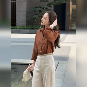 YUFUQING | Korean Style Long Sleeve Polo Collar Shirt Women Early Autumn New Commute Straight Leg Pants Two Piece Set Fashionable