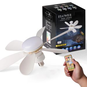 Creative Remote Control LED Ceiling Fan with Lighting Lamp Blade Fan Lamp E27 Converter Lamp for Bedroom Living Fan Light