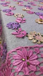 Luxury Nigerian Swiss Voile Lace Fabric with 3D Flower Applique And Stones Super Quality Net African Wedding Dress Sewing M371-1