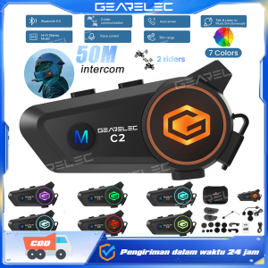 GEARELEC C2 Headset Interkom Helm Motor untuk 2-Pengendara